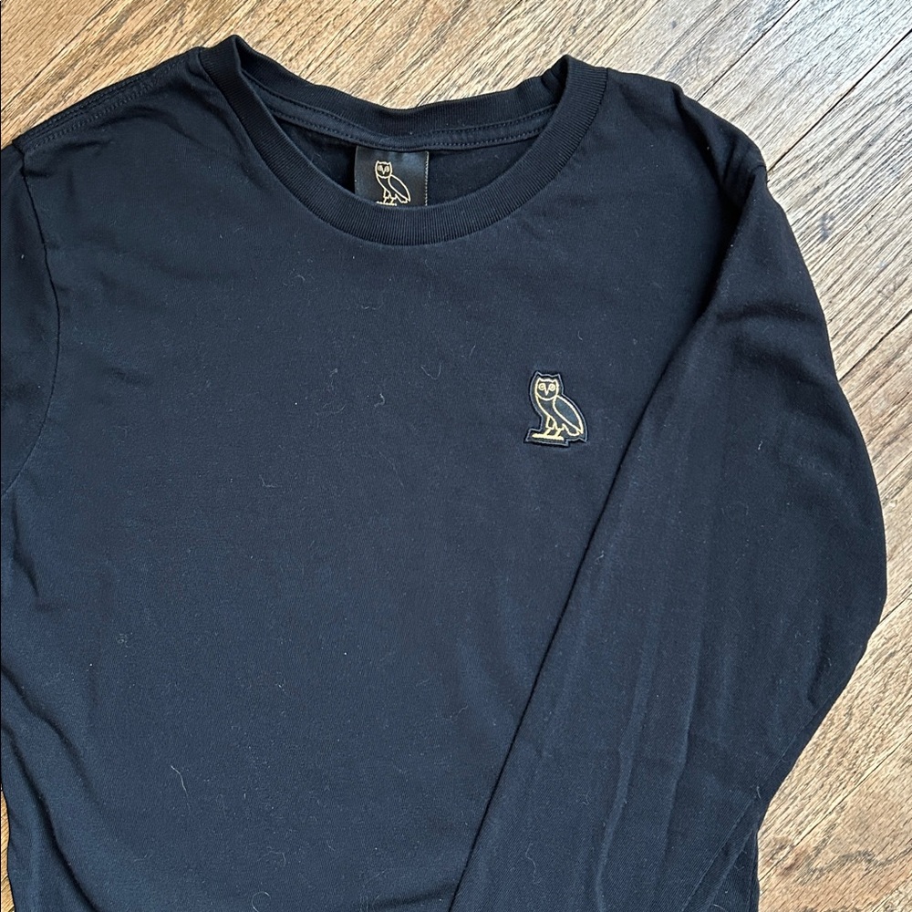 OVO Black Long Sleeve Cotton Shirt with Owl Logo - Picture 7 of 7
